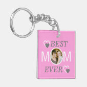 Moederdag Roze Beste mama ooit Persoonlijke foto Sleutelhanger (Voorkant Links)