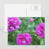 Moederdag-roze bloemen briefkaart (Voorkant / Achterkant)