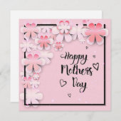 Moederdag Roze Bloemen Feestdagenkaart (Voorkant / Achterkant)