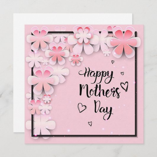 Moederdag Roze Bloemen Feestdagenkaart (Voorkant / Achterkant)