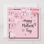 Moederdag Roze Bloemen Feestdagenkaart (Voorkant)