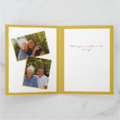 Moederdag Roze bloemen Goud Splatter 2 Foto's Kaart (Binnen)