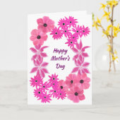 Moederdag Roze Bloemen Kaart (Gele Bloem)