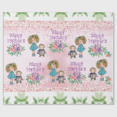 Moederdag roze bloemeninpakpapier cadeaupapier (Vlak)