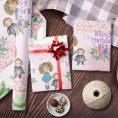 Moederdag roze bloemeninpakpapier cadeaupapier