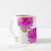 Moederdag roze bloemenprint & roze binnenkant mok (Voorkant links)
