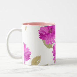 Moederdag roze bloemenprint & roze binnenkant mok