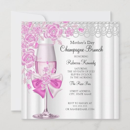 Moederdag  Roze Champagne Brunch 2a Kaart (Voorkant)