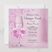 Moederdag Roze Champagne Brunch Kaart (Voorkant)