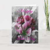 Moederdag Roze en groene bloem Kaart (Voorkant)