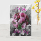 Moederdag Roze en groene bloem Kaart (Gele Bloem)