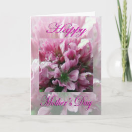 Moederdag Roze en groene bloem Kaart