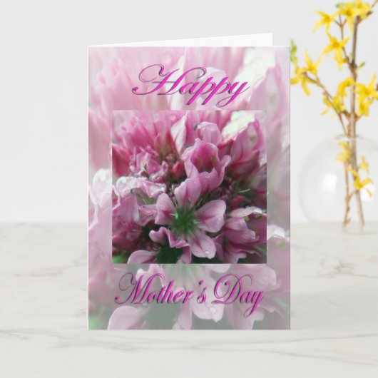 Moederdag Roze en groene bloem Kaart (Gele Bloem)