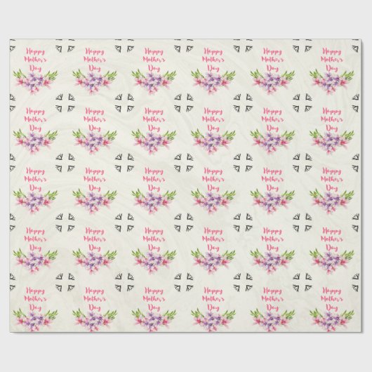 Moederdag Roze en Paarse Waterverf Magnolias Cadeaupapier (Vlak)