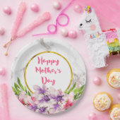 Moederdag Roze en Paarse Waterverf Magnolias Papieren Bordje (Feest)