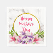 Moederdag Roze en Paarse Waterverf Magnolias Servetten (Voorkant)