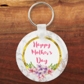 Moederdag Roze en Paarse Waterverf Magnolias Sleutelhanger (Voorkant)