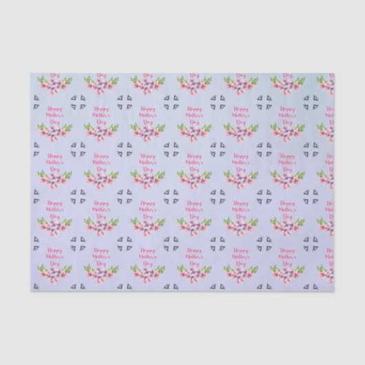 Moederdag Roze en Paarse Waterverf Magnolias Tissuepapier (Voorkant)