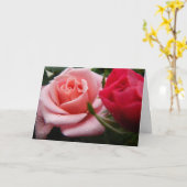 Moederdag Roze en rode roze Kaart (Gele Bloem)