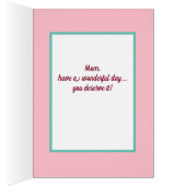 Moederdag, roze en turquoise bubblegum, mooie kaar (Binnen (Rechts))