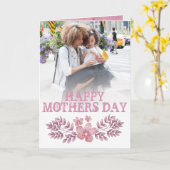 Moederdag Roze Floral fotokaart Kaart (Gele Bloem)