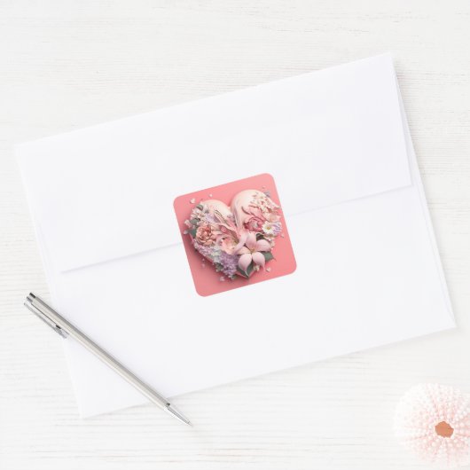 Moederdag roze Floral Stickers (Envelop)