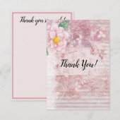 Moederdag roze groene bloemen bedankkaart (Voorkant / Achterkant)