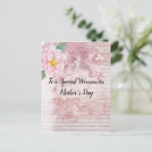 Moederdag  roze groene bloemen briefkaart (Staand voorkant)