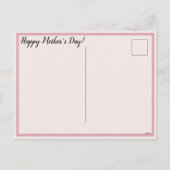 Moederdag roze groene bloemen feestdagenkaart (Achterkant)