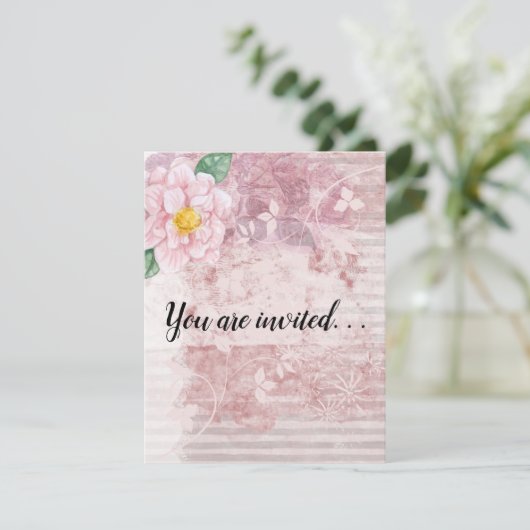 Moederdag  roze groene bloemen kaart (Staand voorkant)