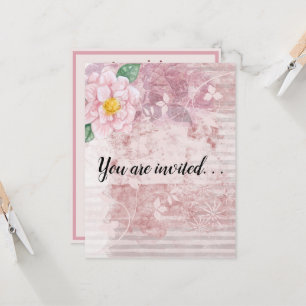 Moederdag  roze groene bloemen kaart