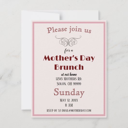 Moederdag  roze groene bloemen kaart (Achterkant)