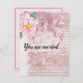 Moederdag  roze groene bloemen kaart (Voorkant / Achterkant)