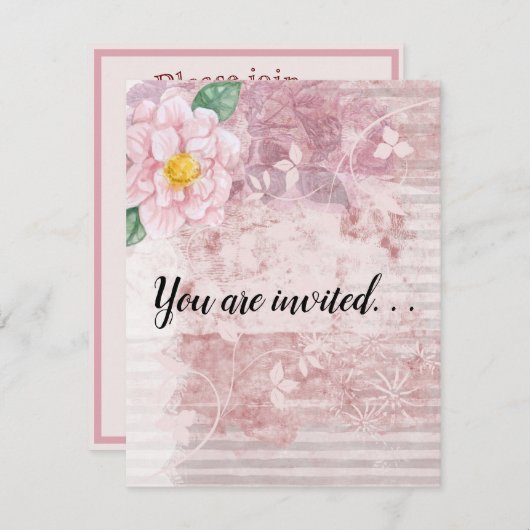 Moederdag  roze groene bloemen kaart (Voorkant / Achterkant)