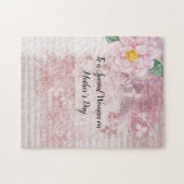 Moederdag  roze groene bloemen legpuzzel (Horizontaal)