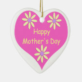 Moederdag Roze Hart en Gele Bloemen Keramisch Ornament (Rechts)