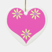 Moederdag Roze Hart en Gele Bloemen Keramisch Ornament (Achterkant)