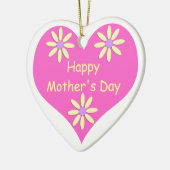 Moederdag Roze Hart en Gele Bloemen Keramisch Ornament (Links)