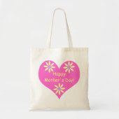Moederdag Roze Hart en Gele Bloemen Tote Bag (Voorkant)