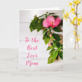 Moederdag Roze Hibiscus Beste Mama Ooit Kaart (Gele Bloem)