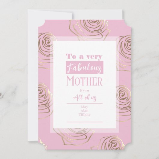 Moederdag  Roze Kaart (Voorkant)