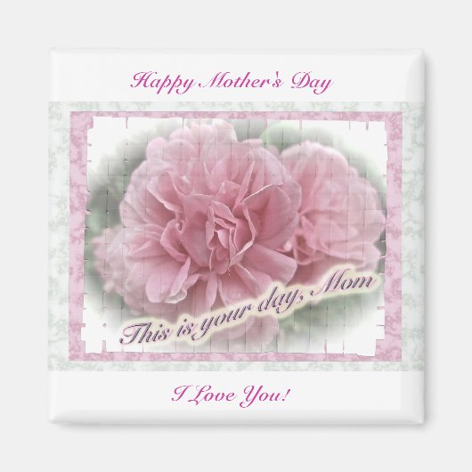 Moederdag roze klimmende Roos bloesems Magneet (Voorkant)