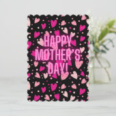 Moederdag Roze Neon Hartjes Wenskaart Feestdagenkaart (Staand voorkant)
