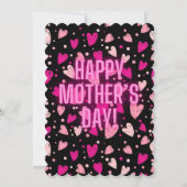 Moederdag Roze Neon Hartjes Wenskaart Feestdagenkaart (Voorkant)