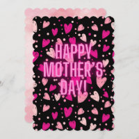Moederdag Roze Neon Hartjes Wenskaart