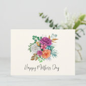 Moederdag Roze, Oranje en witte rozen Kaart (Staand voorkant)