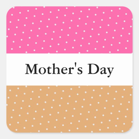 MOEDERDAG Roze Oranje Gestippelde Strepen Vierkante Sticker (Voorkant)
