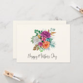 Moederdag Roze, Oranje & Witte Rozen Kaart (Voorkant / Achterkant in situ)