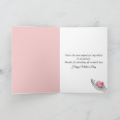 Moederdag Roze Roos In Draad Klopper Kaart (Binnen)