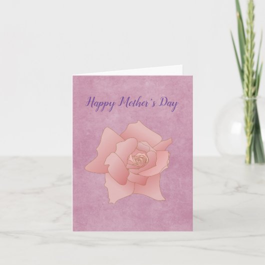 Moederdag Roze Roos Kaart (Voorkant)